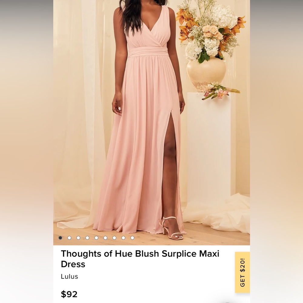 Lulu’s Thoughts of Hue blush pink maxi with front slit